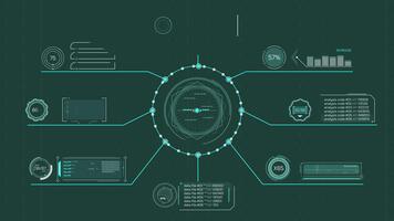 animado exibição com uma multicomponente dados em processamento sistema video
