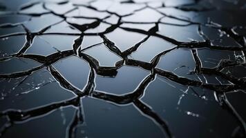 Black and White Abstract Image of Cracked Surface with Intricate Patterns and Texture in Dark Lighting Conditions video
