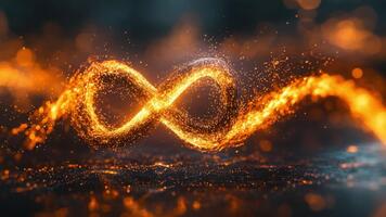 ljus och färgrik oändlighet slinga skimrande i gnistor och lågor mot en mörk bakgrund för kreativ visuell projekt video