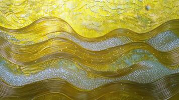 Abstract Yellow Wave Pattern with Textured Surface and Glittering Effects for Artistic Backgrounds and Design Projects video