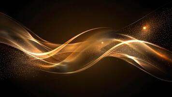 astratto d'oro fluido onda fluente leggero sfondo con scintille per moderno design e creativo progetti video