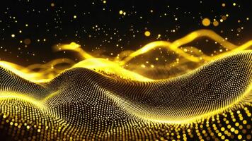 Abstract golden waves with sparkling dots creating a mesmerizing pattern of light for digital and artistic backgrounds video