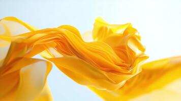 abstrakt strömmande gul tyg design med mjuk kurvor skapande en dynamisk och vibrerande visuell effekt mot en ljus bakgrund video