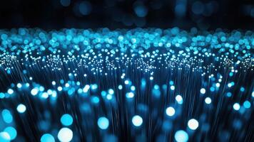 lysande blå lampor på en mörk bakgrund med mjuk fokus och bokeh effekt för abstrakt design och visuell konst video