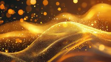 abstrakt ljus vågor med gyllene partiklar skapande en drömmande bakgrund för konstnärlig och digital mönster video