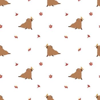 pattern with funny capybara on white background. Print design for textile, fabric, wallpaper, wrapping, apparel. vector