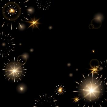 brillante oro fuegos artificiales antecedentes con brillar efectos en un negro antecedentes con espacio para texto para nuevo año eventos, celebracion invitaciones, fiesta carteles, y fiesta digital contenido. vector
