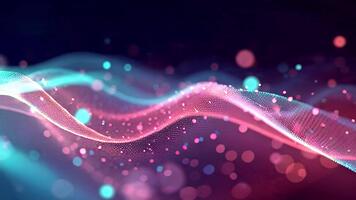 dinámica digital ola animación con brillante partículas, representando datos fluir y futurista tecnología video