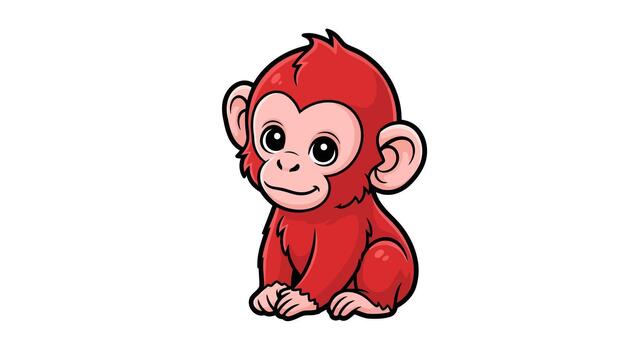 Adorable red monkey cartoon character with a sweet expression for diverse design applications vector