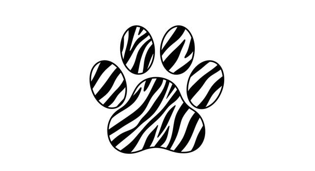 Unique zebra stripe paw print design showcasing creative animal pattern art vector