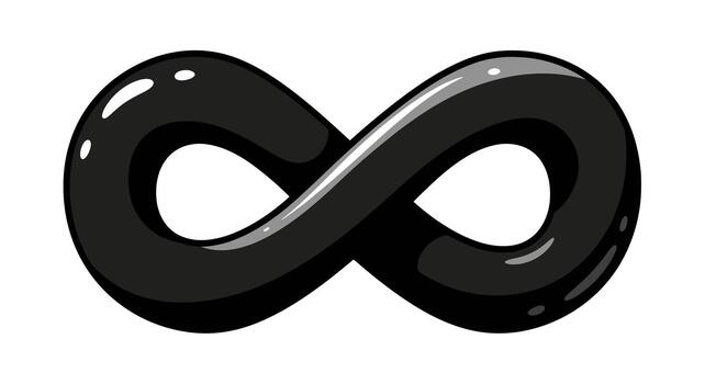 Stylized infinity symbol with glossy black finish for versatile design applications vector