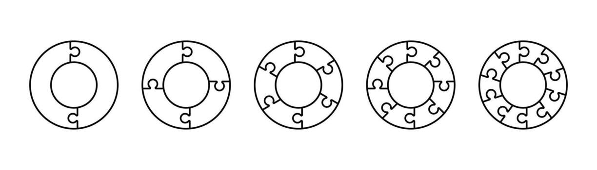Set of circular puzzles. Round puzzle collection. Diagram, graph, presentation. vector