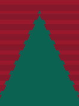 Elegant Christmas card featuring triangular tree on striped red abstract background and empty space for text vector