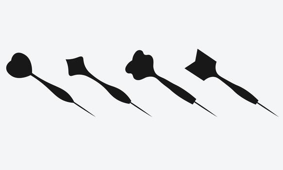 sencillo negro silueta dardo flechas usado para objetivo y puntería diseño elementos. vector