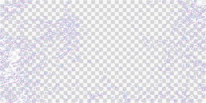 Grunge border with pink and cyan anaglyph glitch effect and noise distortion. Damaged signal digital texture overlay. Editable illustration. vector