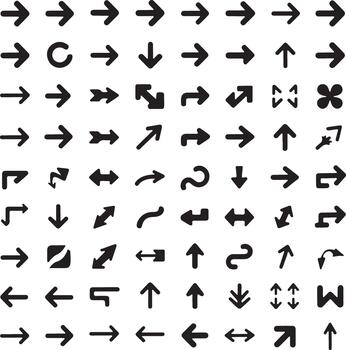 Minimal Transparent Arrows Set in Multiple Orientations vector