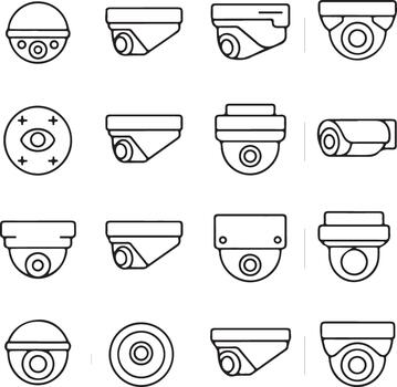 Minimal Security Camera Icons and Illustrative Graphics vector