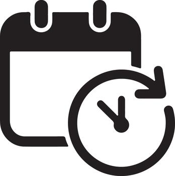 Minimal Calendar and Clock Icon for Time Tracking vector