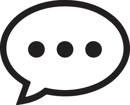 Clean Speech Bubble Icon with Three Dots in Transparent Style vector