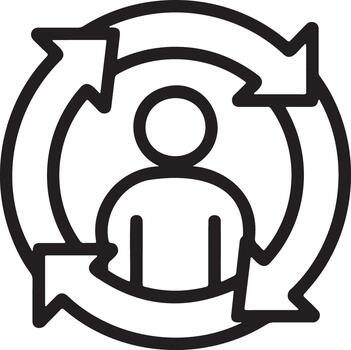 Person surrounded by a circular process or cycle vector