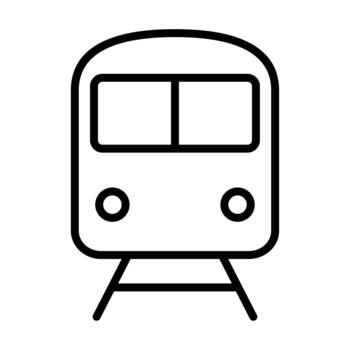 Train outline icon front view for graphic design, logo, web site, social media, mobile app, ui illustration vector