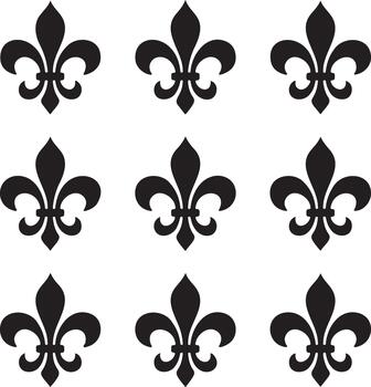 Nine transparent fleur de lis symbols arranged in a grid pattern vector