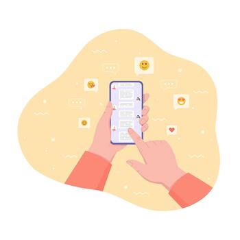 Chatting and Sending New Messages Using Smartphone vector