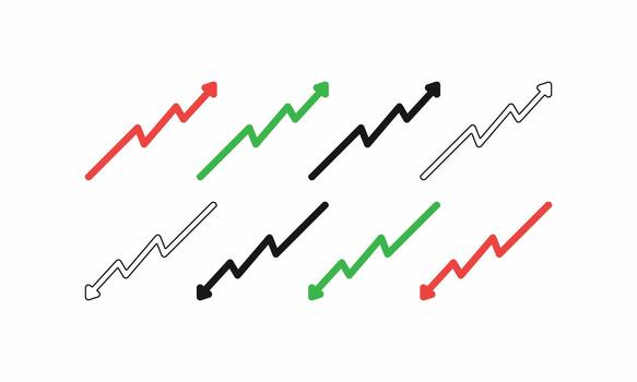 Market growth chart arrows showing upward and downward trends, perfect for finance, business, and data analysis concepts vector