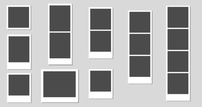 Collection of empty instant photo frames vector