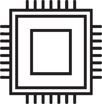 Minimal Microchip Processor Icon in Clean Line Art vector