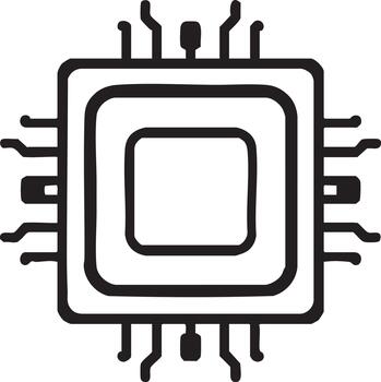 Microchip Processor Icon with Circuit Extensions vector