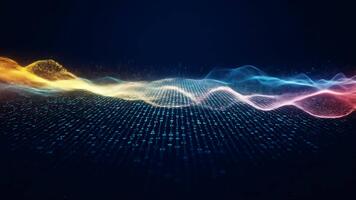 Abstract Data Flowing with Wavy Light Trails on Digital Surface video