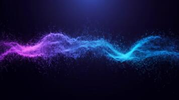 astratto particelle fluente con viola e ciano pendenza su buio sfondo video