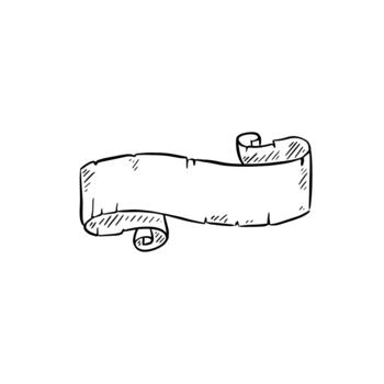 Rustic scroll hand drawn in black line. vector