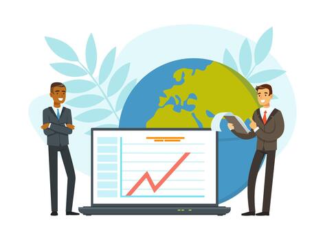 Business people with data presentation vector