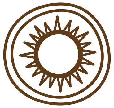 Brown sunburst within a circular frame a simple illustration with modern design vector