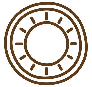 Simple brown circle design with dashes inside representing time or clockwise movement vector