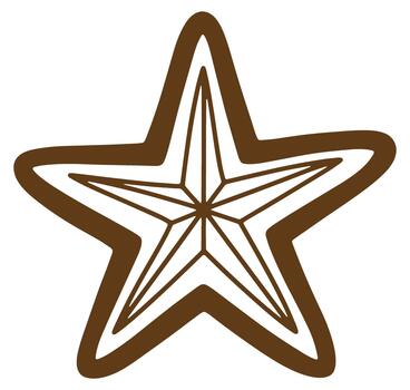 Brown outlined star shape design with internal geometric lines on white background vector
