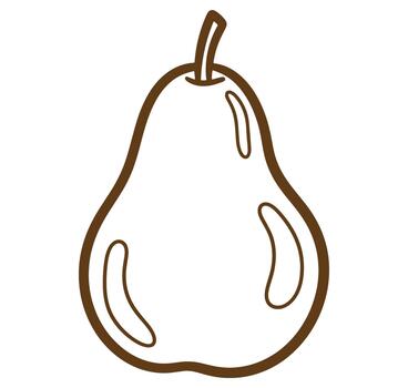 Simple outline drawing of a brown pear on a white background ideal for design elements vector