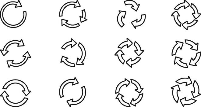 Doodle style arrow circle collection for recycling and rotation concepts vector