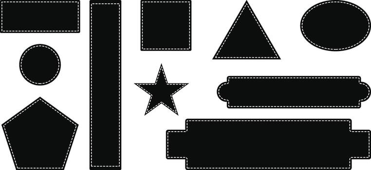 Collection of black geometric shapes with distressed edges on white vector