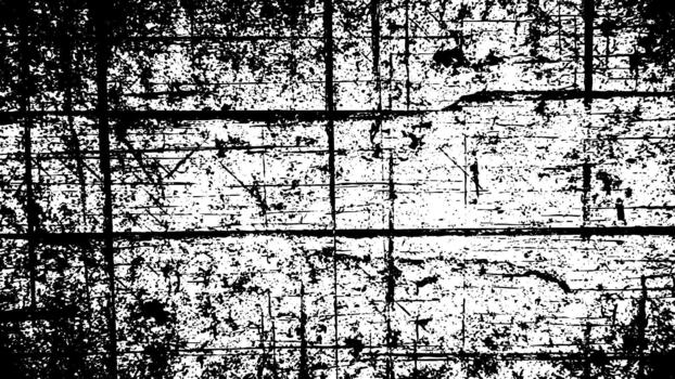 Abstract black and white grunge texture background with rough distressed overlay and horizontal grid linesBackground vector