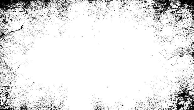 Black and white grunge texture overlay frame with distressed border effect for designBackground vector