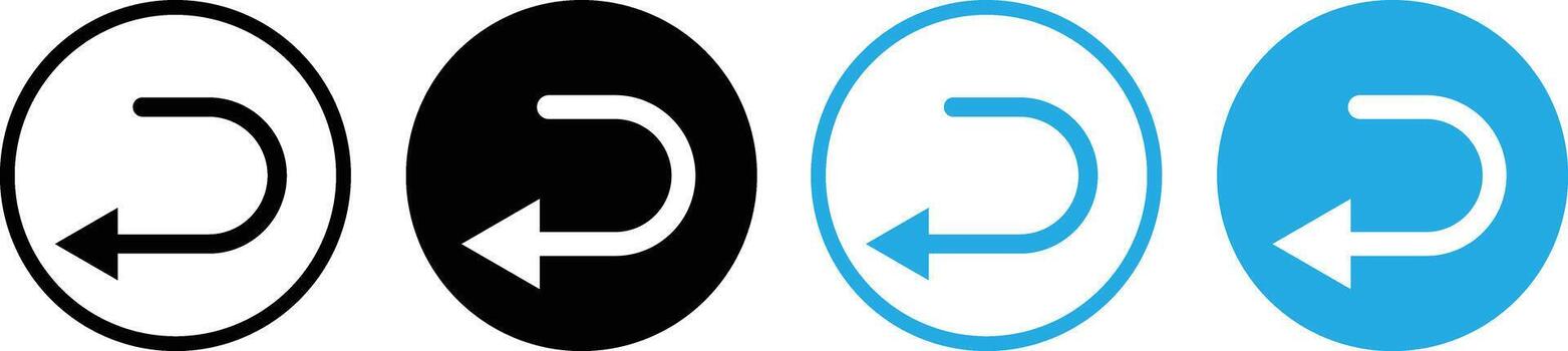 Send back icon set. Undo and reply signs. Return arrow symbols. Reverse Transaction Symbol. Delivery Return Symbol. vector