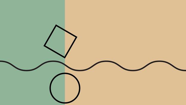 Minimal Abstract Design with Square, Circle, and Wave Line vector