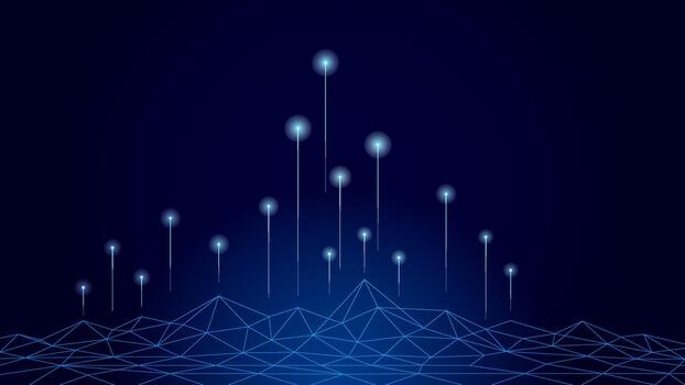Futuristic Data Grid with Glowing Points and Connections vector