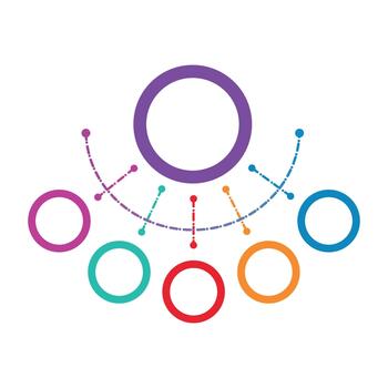 Colorful abstract connection diagram with multiple circles, isolated on white background vector