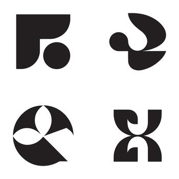 moderno minimalista geométrico formas y íconos colección para marca y diseño aplicaciones silueta vector