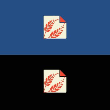 dos estilizado documento íconos con rojo trigo gráfico en un división azul y negro antecedentes diseño diseño vector