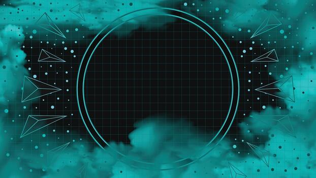 Abstract futuristic scifi background with round frame fog effect and particles elements vector